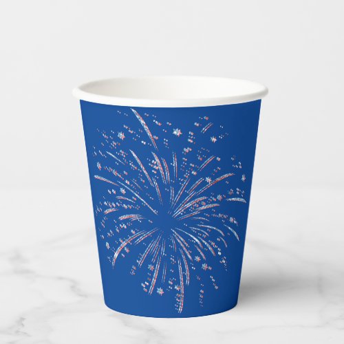 Red and Blue Glitter Fireworks   Paper Cups