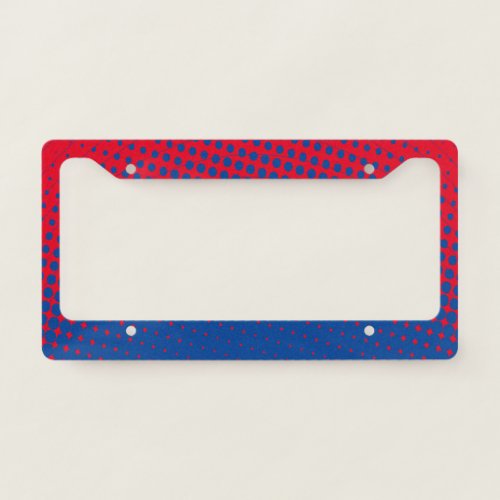 Red And Blue Gradient Polka Dot License Plate Frame