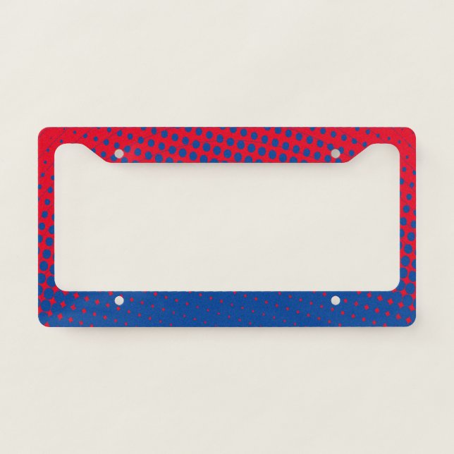 Red And Blue Gradient Polka Dot License Plate Frame (Front)