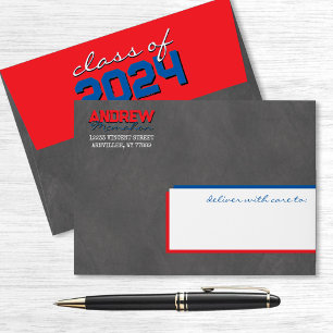 Red and Blue Graduation Chalkboard Envelopes