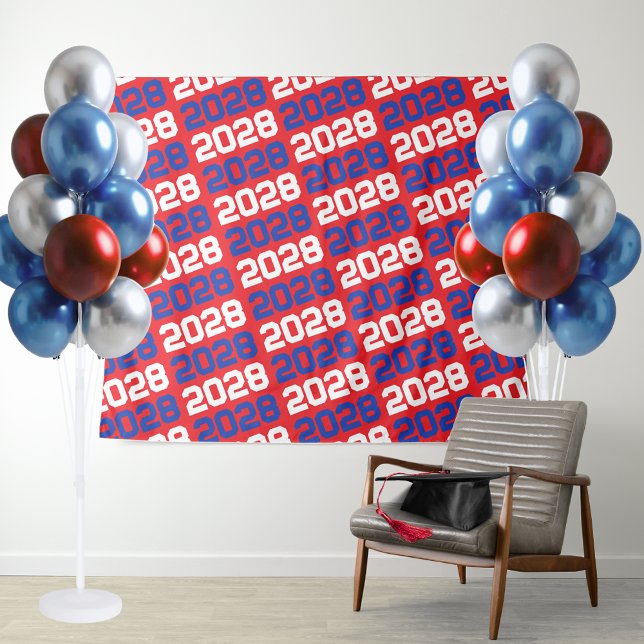 Red and Blue Graduation Class Year Backdrop (Red and Blue Repeating Class Year Background. Great for photo booths, display tables & more!)