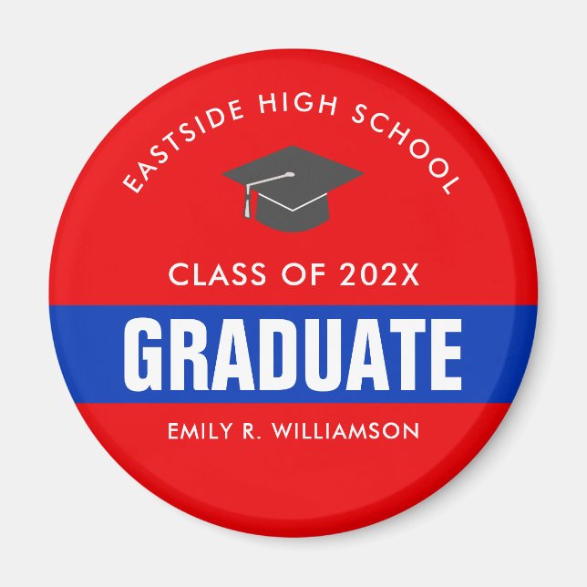 Red and Blue Graduation Custom Magnet (Front)