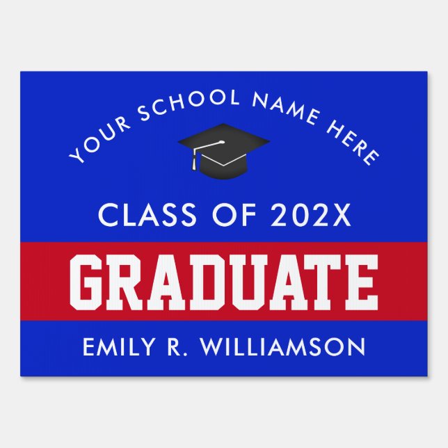 Red and Blue Graduation Custom Sign (Front)