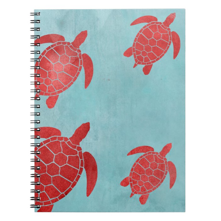 Red and Blue Green Sea Turtle Notebook | Zazzle.com