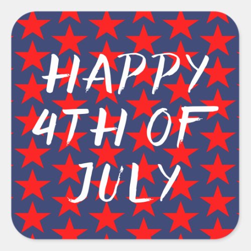 Red And Blue Happy 4th of July Square Sticker