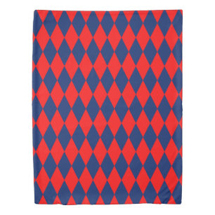 Red and Blue Harlequin Checkered Design  Duvet Cover