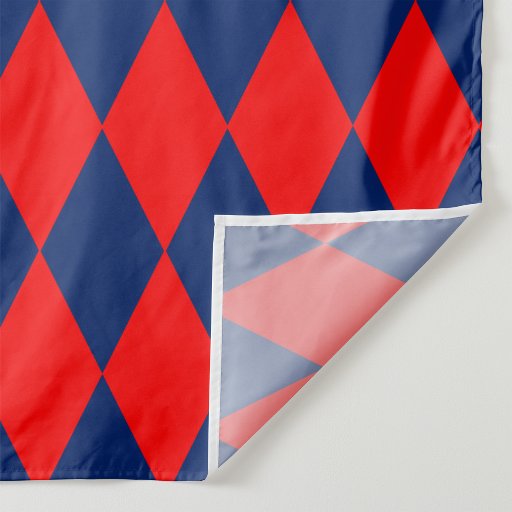 Red and Blue Harlequin Checkered Design  Fabric