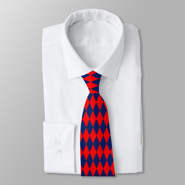 Red and Blue Harlequin Checkered Design  Neck Tie (Creator Uploaded)