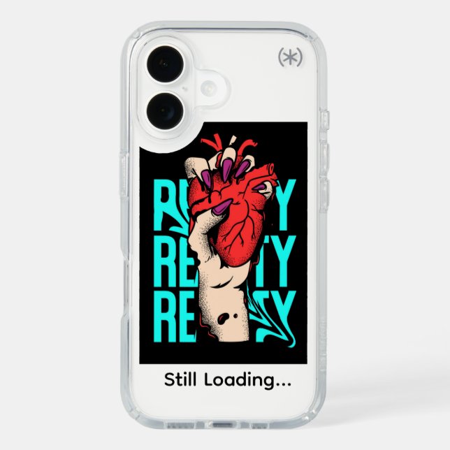 red and blue heart designed transparent back cover (Front)