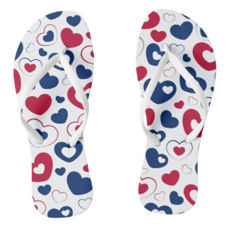 Red and Blue Heart Flip Flops