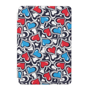 Red and Blue Heart Mania iPad Cover