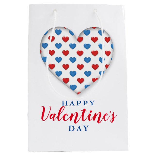 Red and Blue Heart Medium Gift Bag (Front)