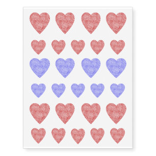 Red and Blue Heart Tattoos