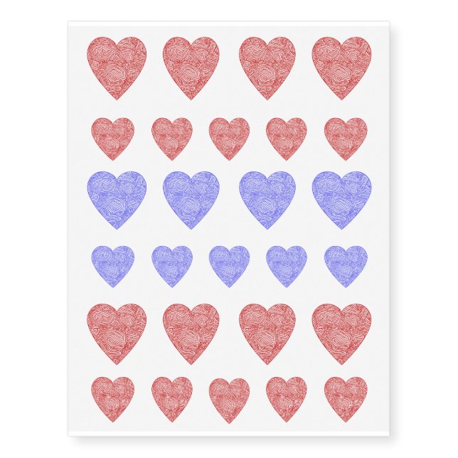 Red and Blue Heart Tattoos (Front)