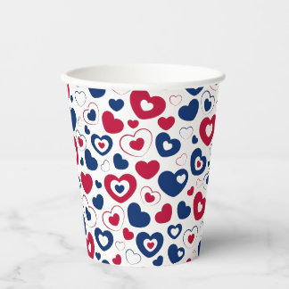 Red and Blue Hearts Paper Cups