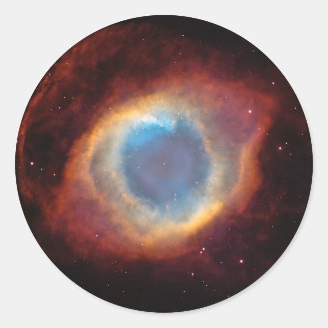 Red and Blue Helix Nebula NGC 7293 Planetary Fog Classic Round Sticker (Front)