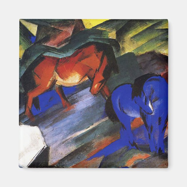 Red and blue horse by Franz Marc Magnet (Front)
