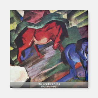 Red And Blue Horse By Marc Franz Magnet