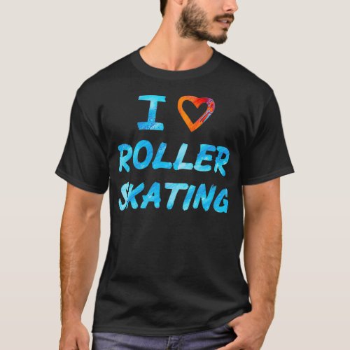 Red and Blue I Love Roller Skating T_Shirt