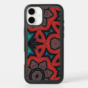 Red and Blue Kaleidoscope Mandala Floral Patterns iPhone 16 Plus Case