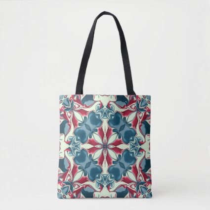 Red and Blue Kaleidoscope Pattern #1 Tote Bag