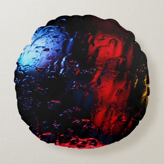 Red and blue LED lamp Round Pillow (Front)