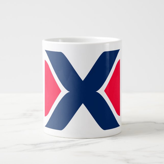 Red and blue Letter X Monogram Giant Coffee Mug (Front)