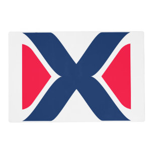 Red and blue Letter X Monogram Placemat