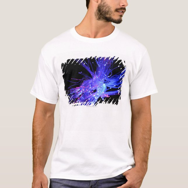 Red and blue light from fiber optic T-Shirt (Front)