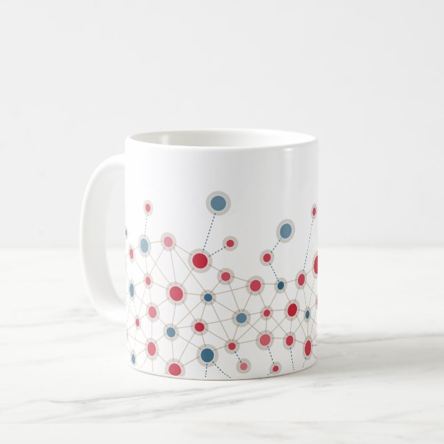 Red and blue lines and dots  coffee mug (Front Left)