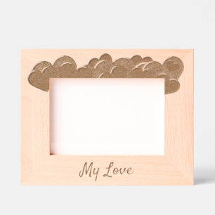 Red and Blue Love Hearts on light blue background Engraved Frames