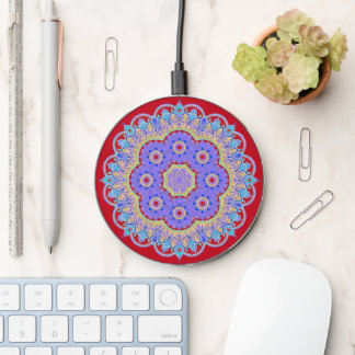 Red and Blue Mandala Wireless Charger