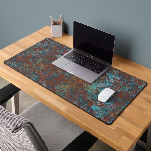 Red and Blue marble abstract Desk Mat (Office 2)