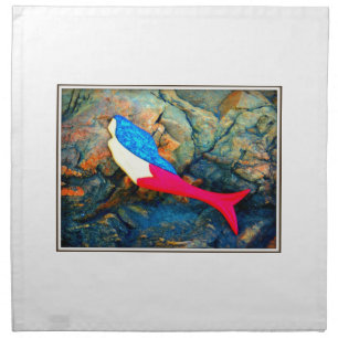 red and blue mermaid cloth napkin