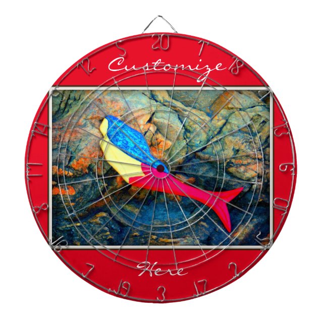 red and blue mermaid dart board (Front)