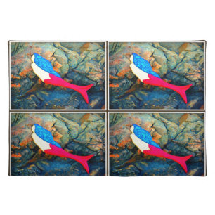 red and blue mermaid placemat