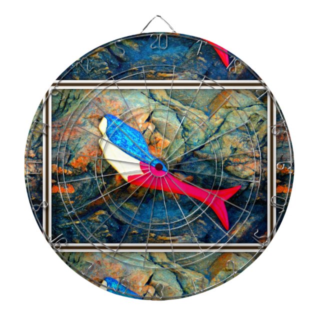 red and blue mermaid underwater dart board (Front)