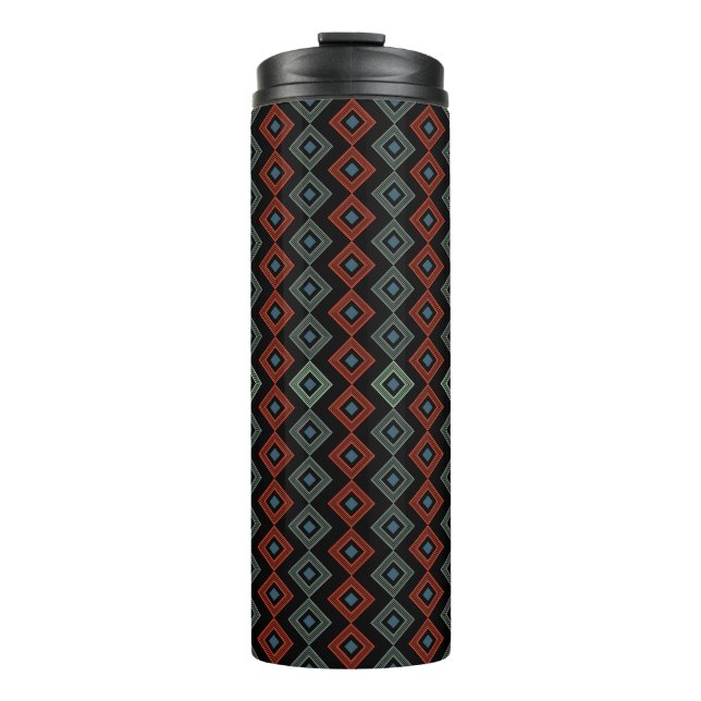 red and blue modern plaid tartan Capri Thermal Tumbler (Front)
