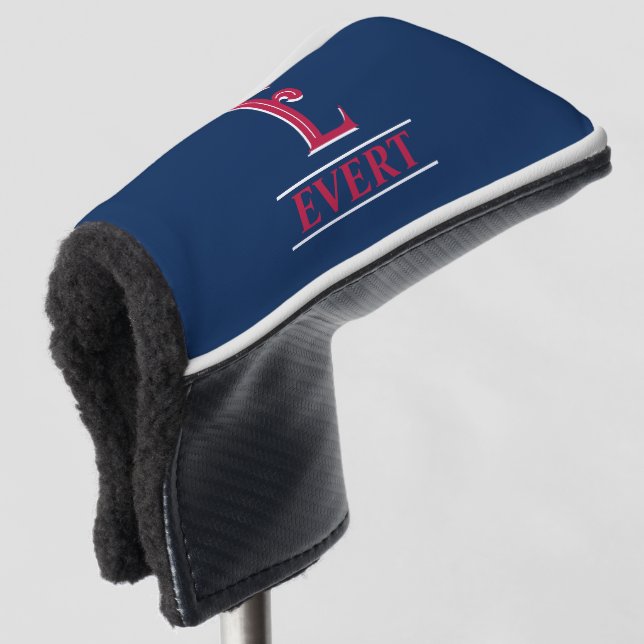 Red and Blue Monogrammed Putter Head Cover (3/4 Front)