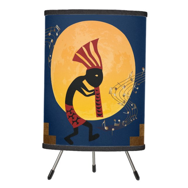 Red and Blue Music Southwest Kokopelli Table Lamp (Front)