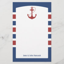 Red and Blue Nautical Anchor Stationery