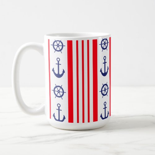 Red and Blue Nautical Anchors Sailing Boating Coffee Mug