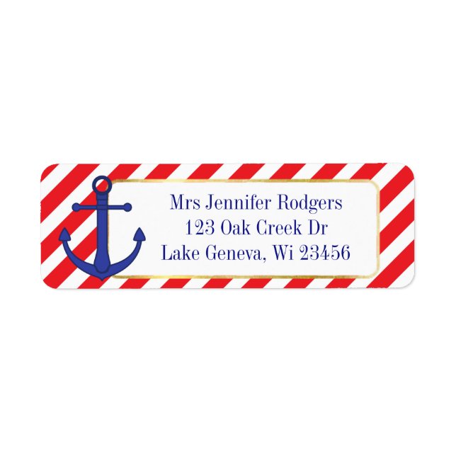 Red and Blue Nautical Themed Anchor Label (Front)