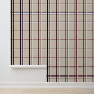 Red and Blue Neutral Plaid Wallpaper