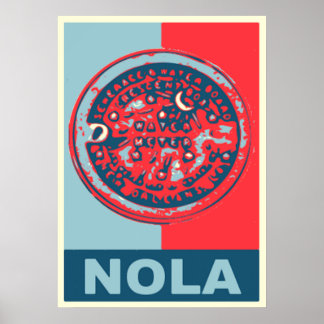 Red and Blue NOLa Water Meter Poster
