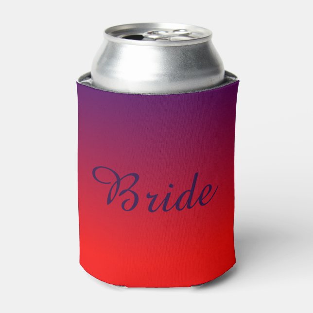 Red and Blue ombre Bride Can Cooler (Can Front)