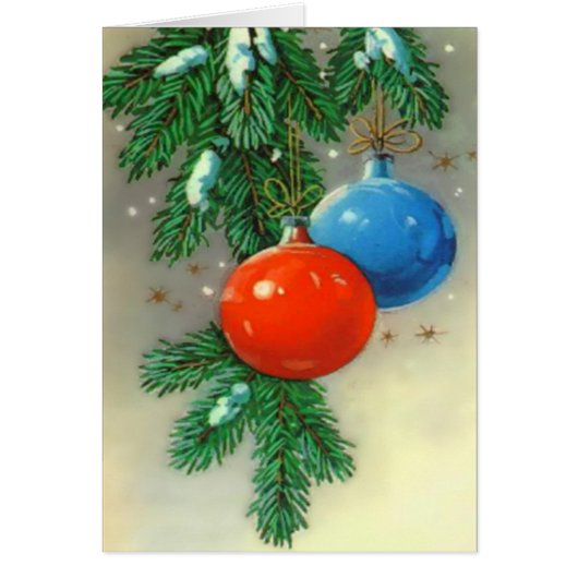 Red And Blue Ornaments Custom Greetings Card (Front)