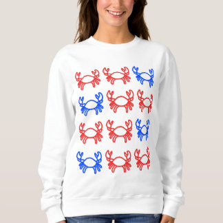 Red and Blue Outline Crab Design Sweatshirt