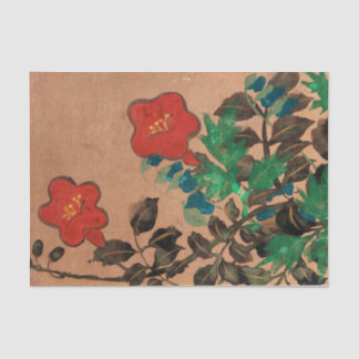 Red and Blue Painted Flowers For Decoupage Tissue Paper