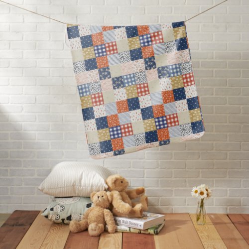 Red and Blue Patchwork Baby Blanket
